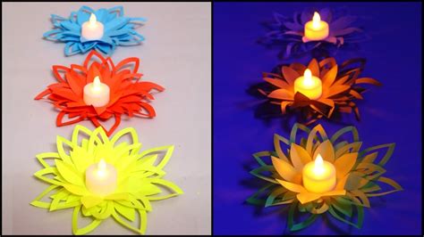 Paper Flower Diya Decoration | DIY Diwali Decorations | Easy Paper Crafts | Little Crafties ...