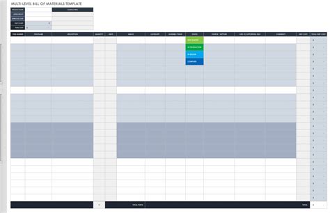 Build Of Materials Excel Template