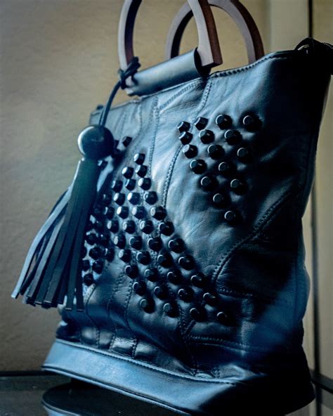 Black Leather Studded Shoulder Purse - Etsy