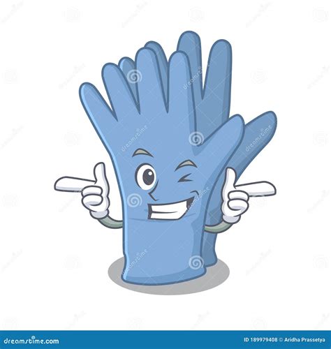 Cartoon Design of Medical Gloves Showing Funny Face with Wink Eye Stock ...