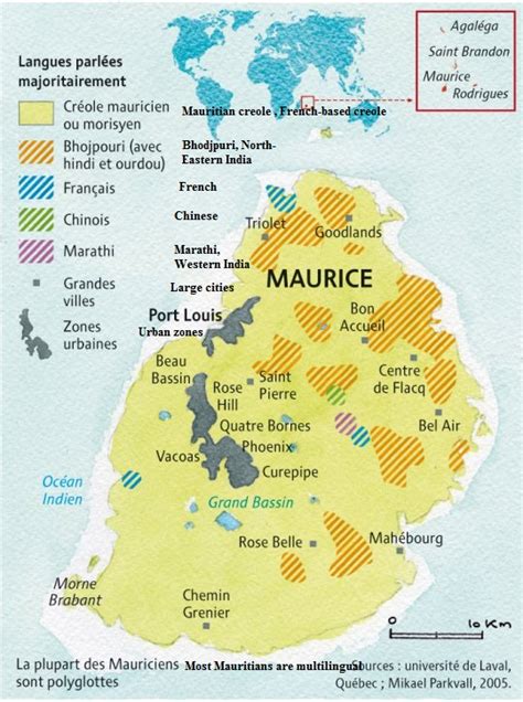 Primary languages of the island of Mauritius [540x725] : MapPorn
