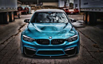 Download wallpapers BMW M3, front view, 2019 cars, F80, HDR, tunned m3, supercars, tuning, blue ...