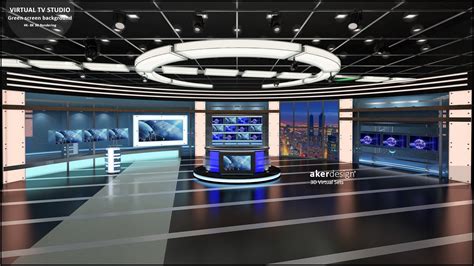 Digital 4K-8K 3d Rendering. Virtual TV Studio Green Screen Background ...