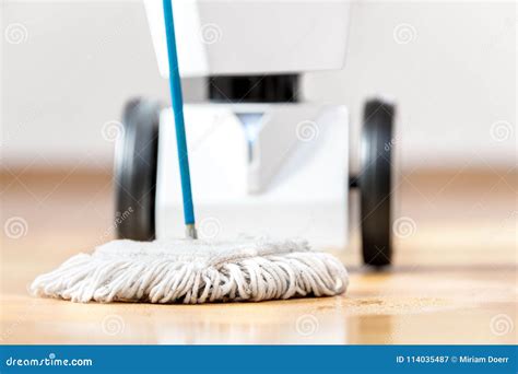 Robot Floor Scrubber is Cleaning the Floor Stock Image - Image of ...