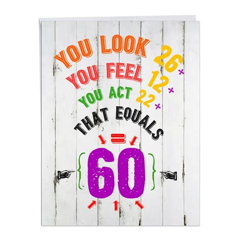 NobleWorks, Age Equation 60 - Funny 60th Birthday Card from All of Us (8.5 x 11 Inch) J7194MBG ...