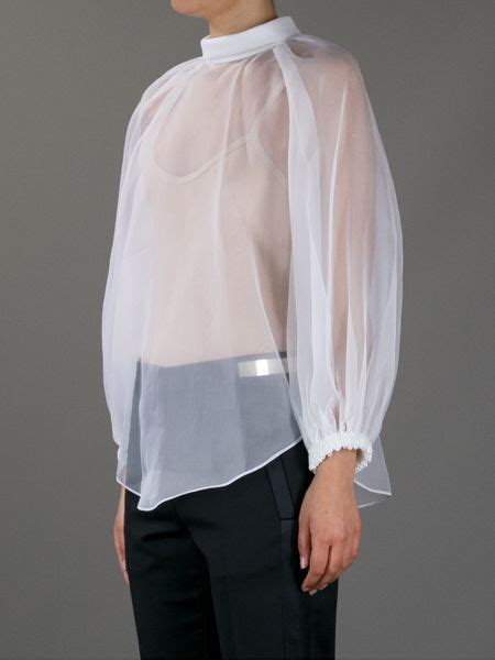 Givenchy Sheer Blouse in White | Lyst