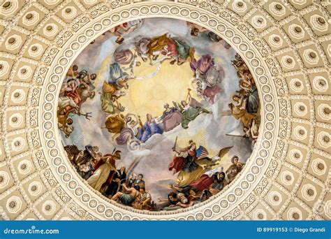 Fresco Detail of Rotunda Dome Inside Capitol Building Washington, D.C ...