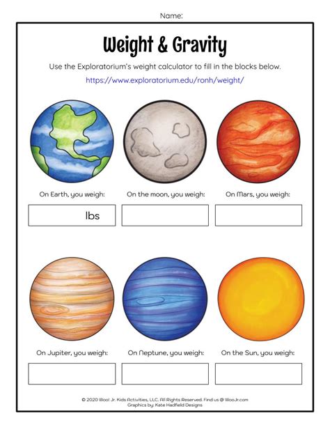 Weight & Gravity Worksheet for Kids | Woo! Jr. Kids Activities : Children's Publishing