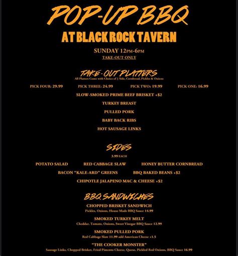 Menu at Black Rock Tavern & Restaurant, Thomaston