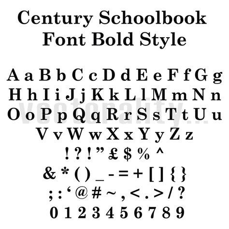 Buy Century Schoolbook Font Bold Style Alphabet Letters Vector Art ...