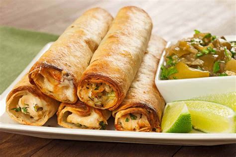 Baked Chicken Flautas with Chunky Tomatillo Sauce