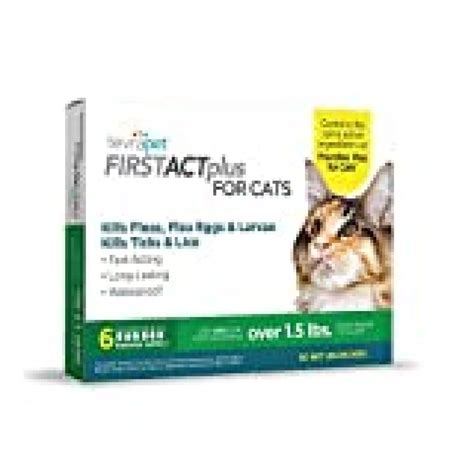 TevraPet FirstAct Plus Cat Flea and Tick Treatment, Flea Medicine for Cats 1.5 lbs and up, 6 ...