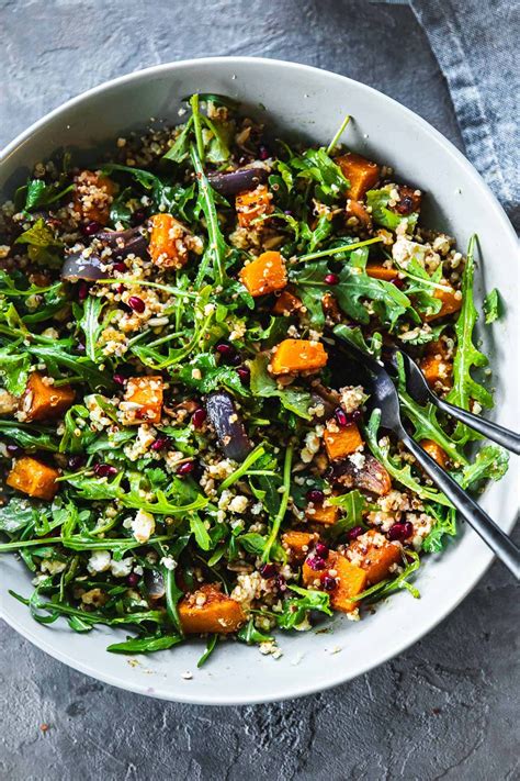 Roast Pumpkin Salad With Quinoa Feta And Pomegranate - Cup coffeeco