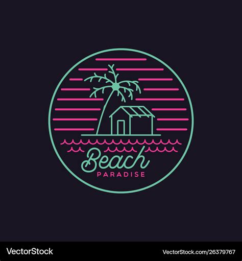 Beach paradise logo design Royalty Free Vector Image