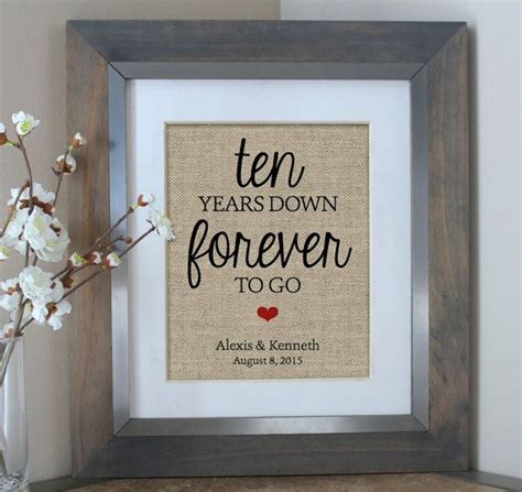 Ten Years Down Burlap Print 10 Year Anniversary Gift Gift - Etsy | Personalized mother's day ...