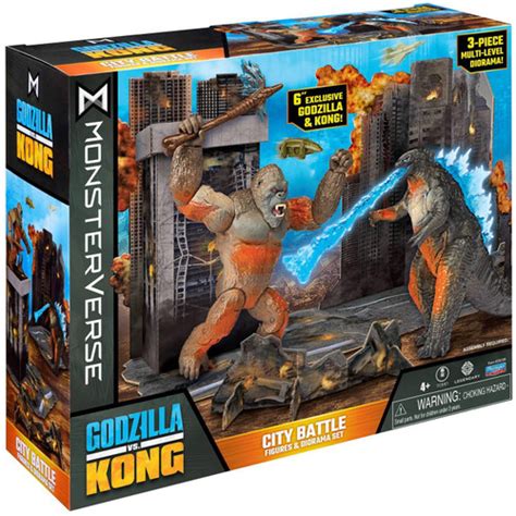 Godzilla Vs Kong Monsterverse City Battle 6 Figures Diorama Set Playset 2 Exclusive Action ...