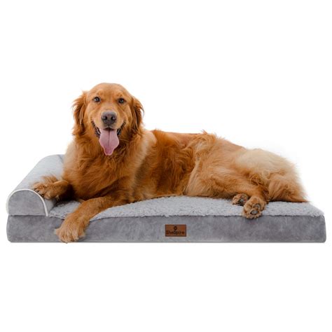 Orthopedic Bolster Dog Bed for Extra Large Dogs Memory Foam L-Shape Pet ...