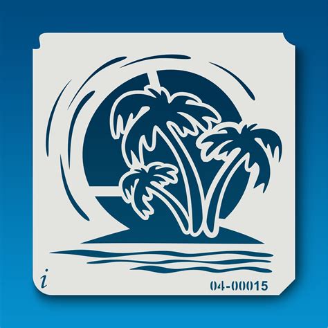 04-00015 Palm Tree Island | Palm tree island, Palm tree tattoo, Beach stencils