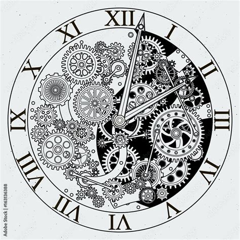 Watch parts. Clock mechanism with cogwheels. Vector illustrations Stock ...