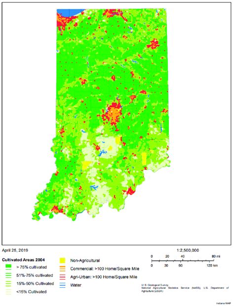 Map of Indiana's agriculture-cultivated areas during 2004 [43].... | Download Scientific Diagram