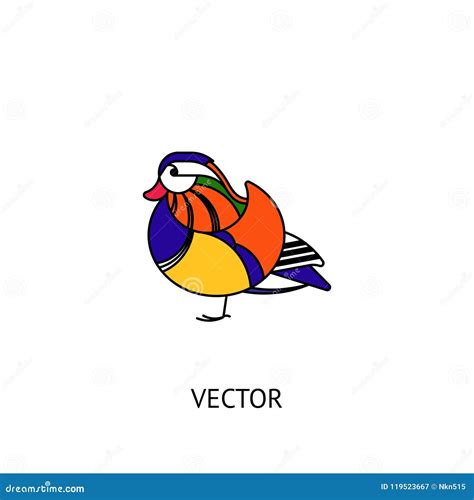 Mandarin duck bird icon stock vector. Illustration of bird - 119523667