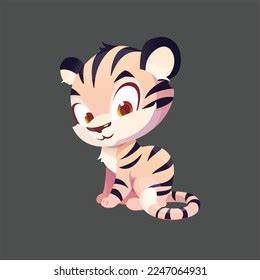 Adorable Tiger Cub Cartoon Animation Vector Stock Vector (Royalty Free ...