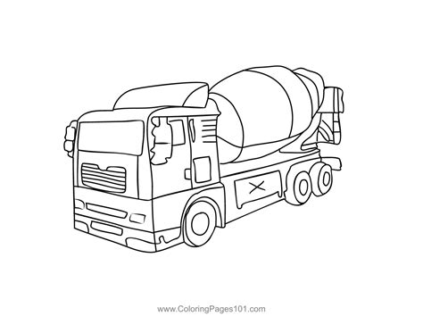 Cement Mixer Coloring Page for Kids - Free Construction Vehicles ...