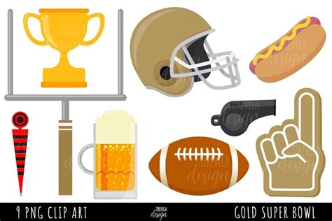 SUPER BOWL CLIPART, GOLD FOOTBALL TEAM, AMERICAN FOOTBALL