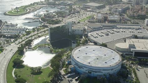 4.8K stock footage aerial video of the Hyatt Regency Long Beach and Convention Center in ...