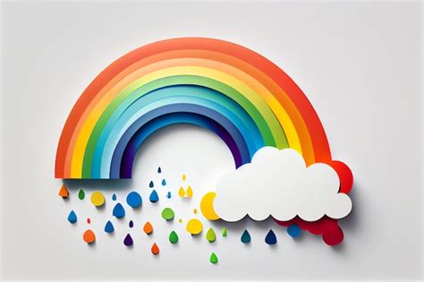 Premium AI Image | Rainbow and raindrops on a white background