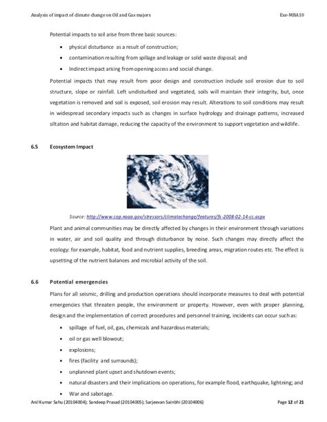 Analysis of environmental impact on oil & gas company