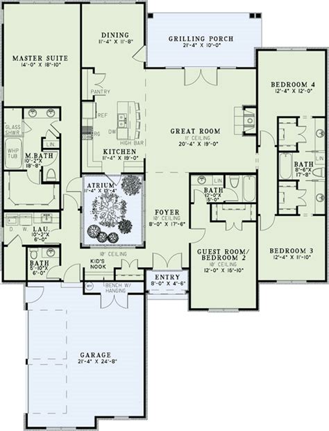 Plan 60533ND: Open Air Atrium Home Plan | Atrium house, Monster house plans, Floor plans