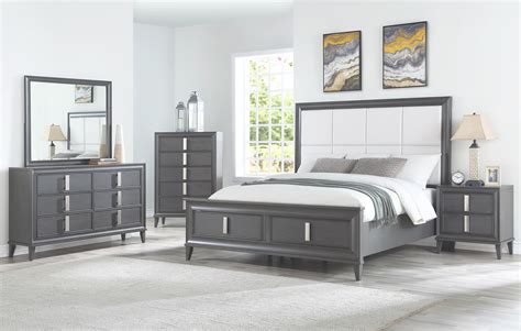 Alpine Furniture Lorraine 4-Piece Storage Bedroom Set in Dark Grey