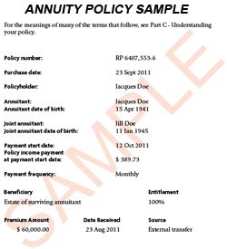 View a Sample of an Annuity Contract - Annuities & Retirement Planning