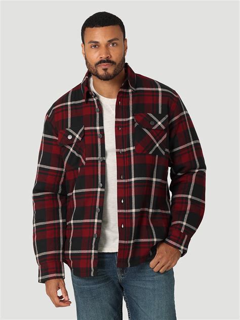 we ship worldwide Wrangler Mens Authentics Long Sleeve Plaid Fleece ...