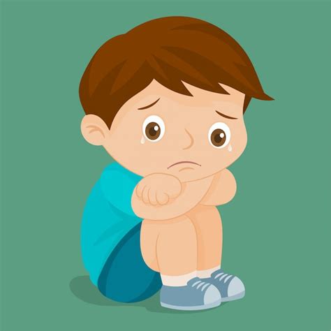 Sad little boy crying | Premium Vector