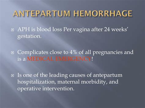 PPT - Antepartum Hemorrhage (APH) PowerPoint Presentation, free ...