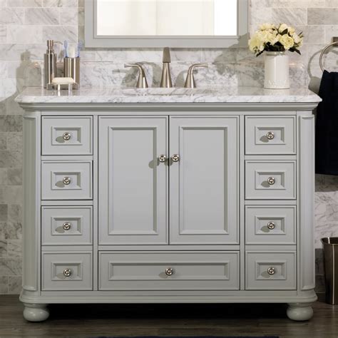 Scott Living Wrightsville 48-in Light Gray Single Sink Bathroom Vanity with Natural Carrara ...