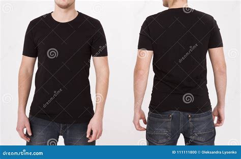 T-shirt Template Black. Front and Back View. Mock Up Isolated on White ...