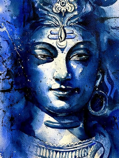 Blue Portrait Of Lord Shiva | Water Color | Painting By Jugal Sarkar ...