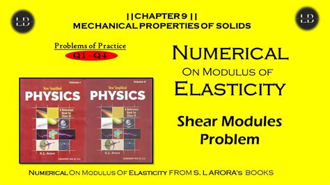 Shear modulus Problems for Practice Q1-4 from SL Arora Chapter 9|Mechanical Properties of Solids ...