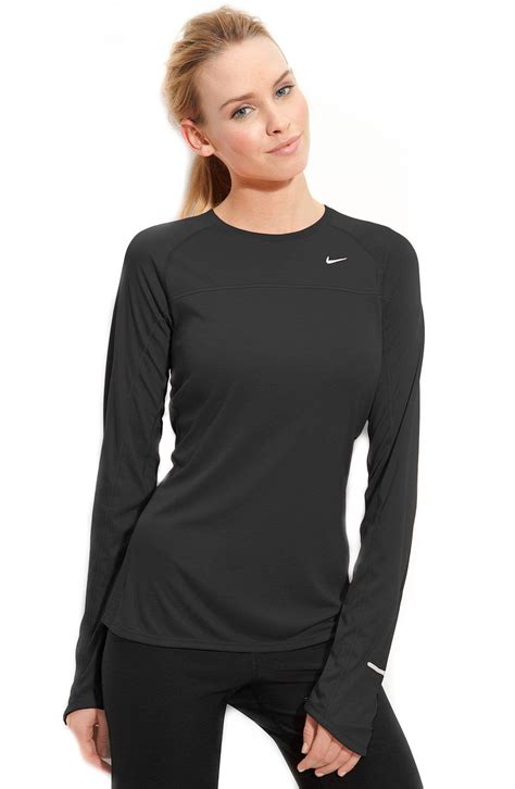 Nike Women's Miller Long Sleeve Running Athletic Shirt Black - Walmart.com