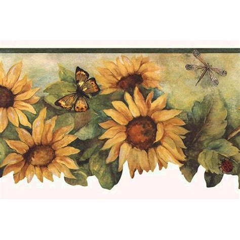 Scalloped Sunflower Wallpaper Border BG71362dc - Walmart.com Wallpaper Border, Wall Wallpaper ...