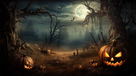 Halloween Background, Wallpaper, Scary Forest In The Full Moon ...