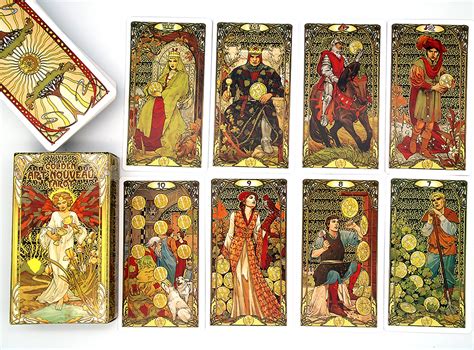 Golden Art Nouveau Tarot Deck 78Pcs Tarot Cards Size | Etsy