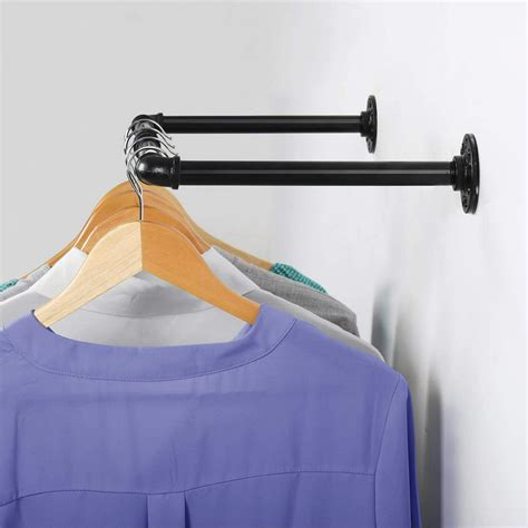 Wall Mounted Clothes Rack, 22-Inch Industrial Pipe Coat Hanger Clothes Rack, Multi-Purpose ...