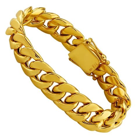 10K Hollow Yellow Gold Mens Cuban Bracelet 15 mm – Avianne Jewelers