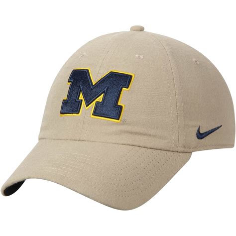 Nike Michigan Wolverines Khaki Heritage 86 Authentic Adjustable ...