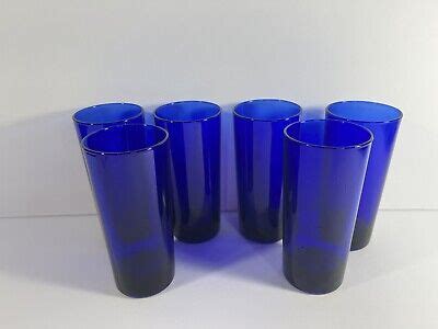 Set Of 6 Reims France Cobalt Blue Highball Cocktail Barware Glass 12oz Nice Cond | eBay