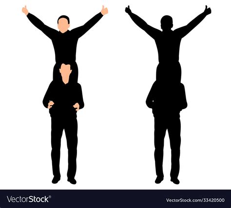 Black silhouette man is happy hands up Royalty Free Vector